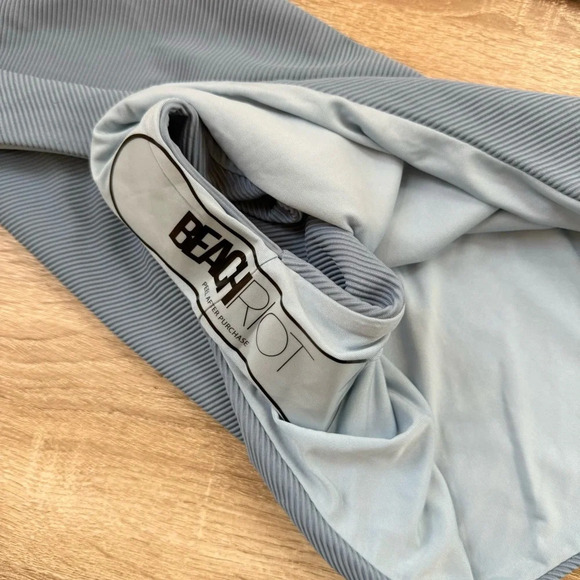 New Free People Beach Riot Celine One Piece Swim Suit Ribbed Blue Grey XL - Picture 5 of 9